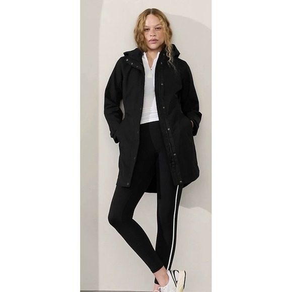 Athleta Jackets & Blazers - Athleta Women's Black Rainout Sutro Long Trench Coat Jacket Size XXS